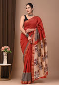 Maheshwari Cotton Silk Saree with Floral Pallu