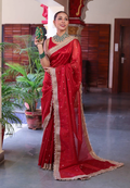 Elegant Banarasi Semi Tissue Silk Saree with Premium Lace Border