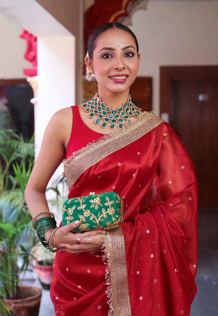 Elegant Banarasi Semi Tissue Silk Saree with Premium Lace Border