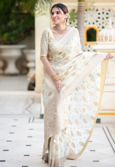 Elegant Water Zari Semi-Georgette Silk Saree – Soft & Lightweight