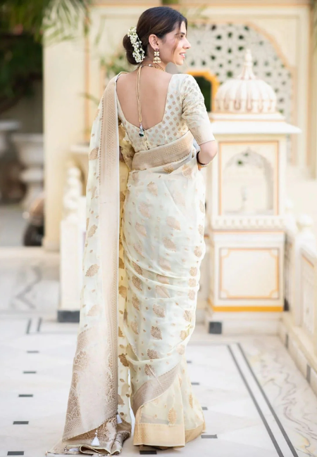 Elegant Water Zari Semi-Georgette Silk Saree – Soft & Lightweight