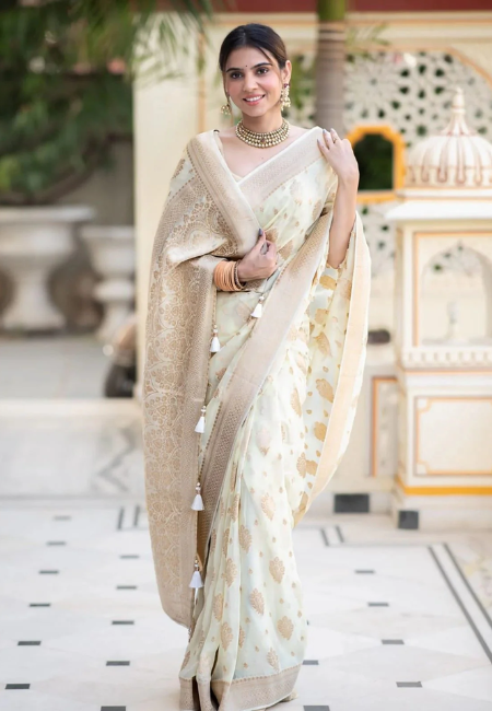 Elegant Water Zari Semi-Georgette Silk Saree – Soft & Lightweight
