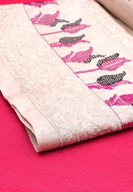 Golden Aura Pure Muga Silk Saree with Embroidered Pallu