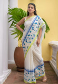 Elegant Mulmul Cotton Saree with Floral Embroidery