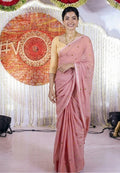 Elegant Peach Mulmul Cotton Saree with Embroidery Detailing