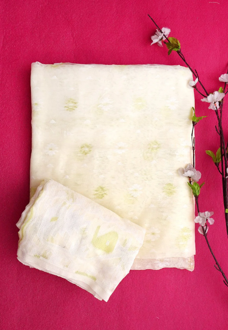 Unstitched Pure Cotton Jamdani Suit Material Set