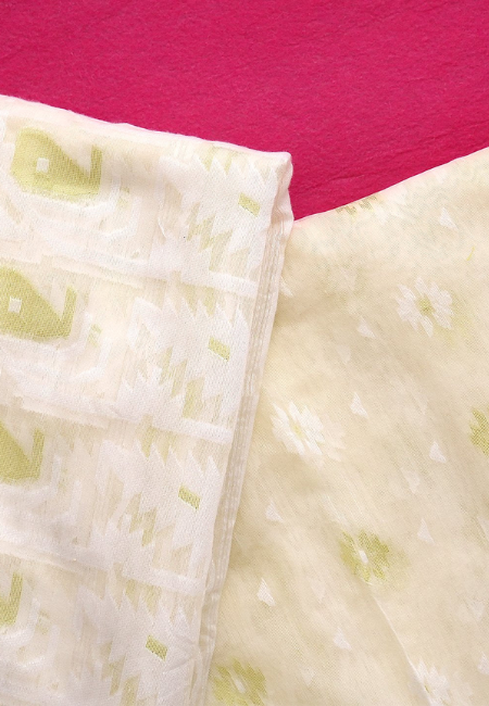 Unstitched Pure Cotton Jamdani Suit Material Set