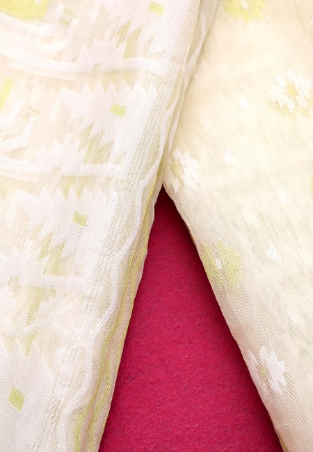 Unstitched Pure Cotton Jamdani Suit Material Set
