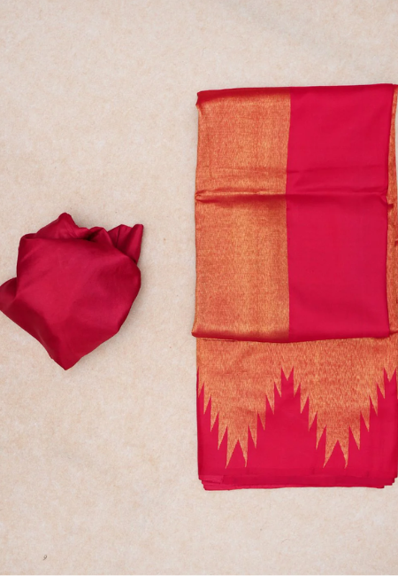 Crimson Elegance Pure Kanjeevaram Silk Saree with Gold Zari