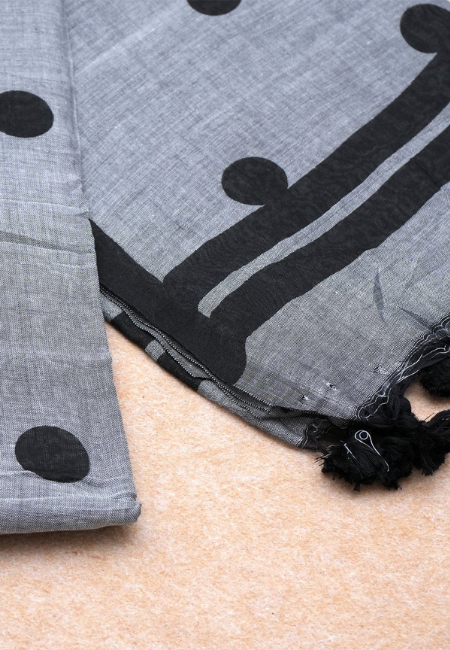 Smoke Serenity Pure Handloom Cotton Saree in Grey