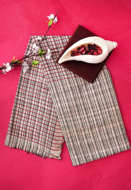Silk Checkmate Pure Handloom Raw Silk Saree
