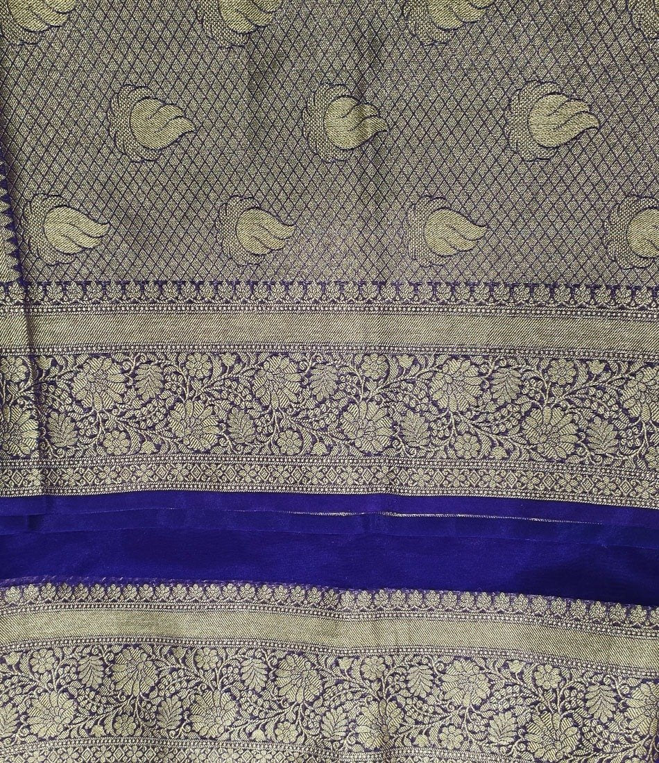Royal Blue Banarasi Soft Organza Silk Woven Dyeable Saree with Zari Border