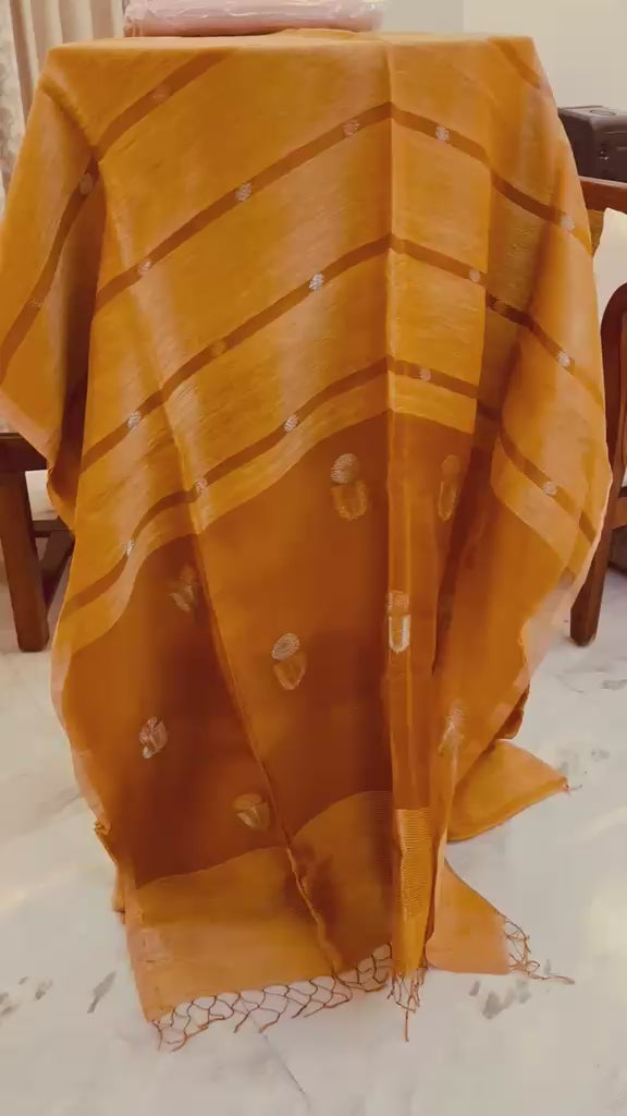 Pure Matka Zari Woven Silk Saree in Musturd Shade