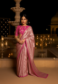 Pure Handloom Masrai Silk in Deep Magenta