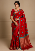 Chanderi Handwoven Pure Silk Saree With Pattu Silk And Mushru Border