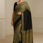 Midnight Grace Pure Handloom Cotton Silk Saree in Black