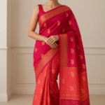 Crimson Gold  Pure Handloom Cotton Silk Saree in Red & Golden