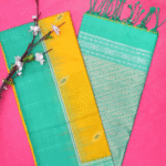 Emerald Radiance Pure Kanjeevaram Silk Saree in Green and Yellow