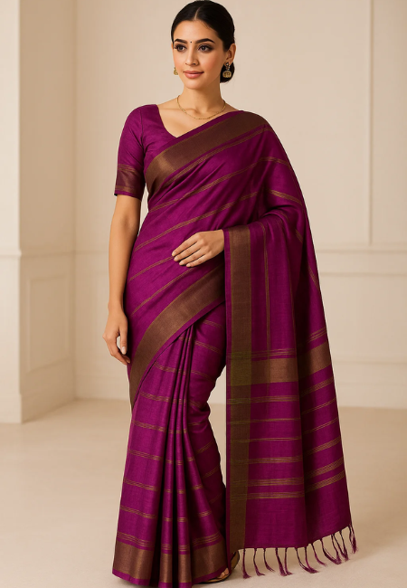 Magenta Majesty Pure Handloom Cotton Silk Saree