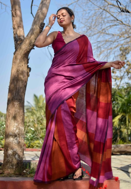 Women Pink Saree