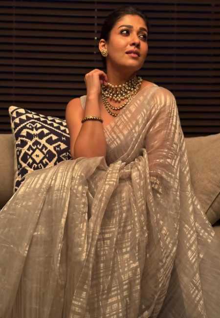 Women Silver Saree