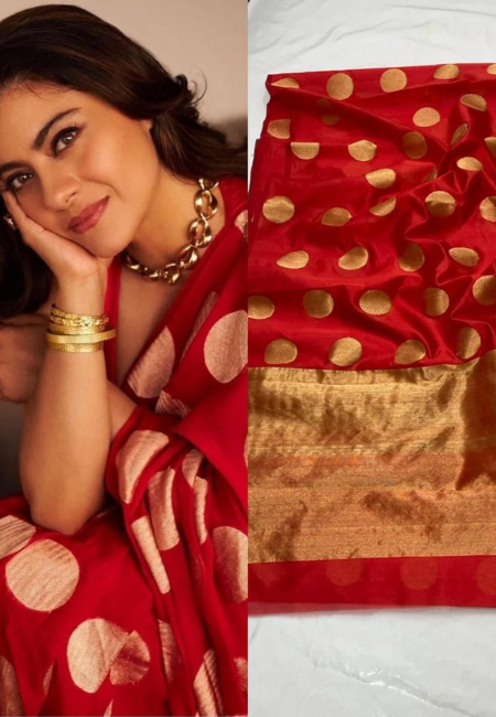 Women Red Chanderi Tissue Silk Saree