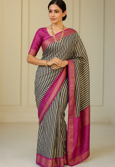 Pure Tussur Silk Saree-Pink