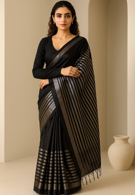 Pure Tissue Silk Saree-Black