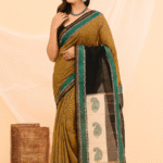 Traditional Chanderi Cotton Silk Saree with Dual Border & Paisley Pallu