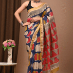 Multicolor Maheshwari Handblock Cotton Silk Saree