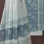 Unstitched Fine Count Cotton Hand Block Print 3pc Suit Set with Pure Cotton Dupatta
