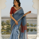 Royal Breeze Sky Blue Linen Saree