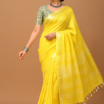 Lemon Glow Natural Linen Saree