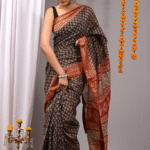 Maheshwari Silk Handblock Printed Saree with Natural Dyes