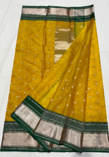 Golden Yellow Pure Tissue Handloom Saree with Zari Work