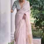 Blush Pink Pure Linen Saree