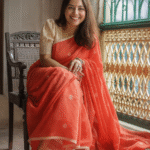 Red Pure Cotton Saree with Handloom Work