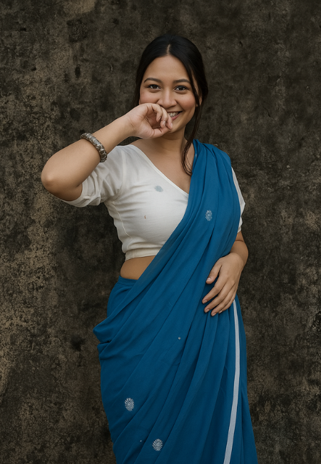 Ocean Blue Pure Cotton Saree