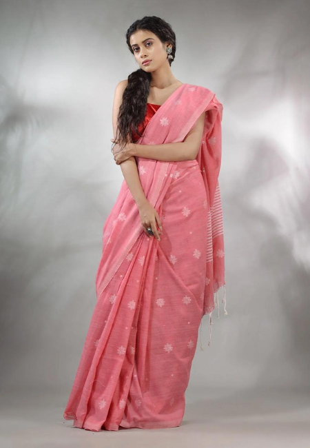 Dusty Rose Pink Pure Cotton Saree