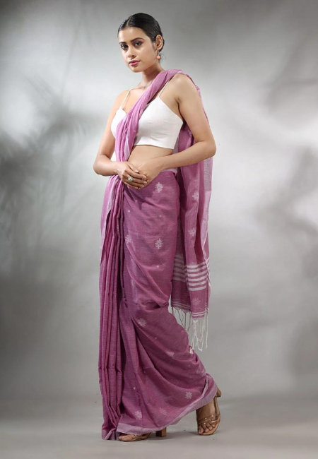 Mauve Purple Pure Cotton Saree