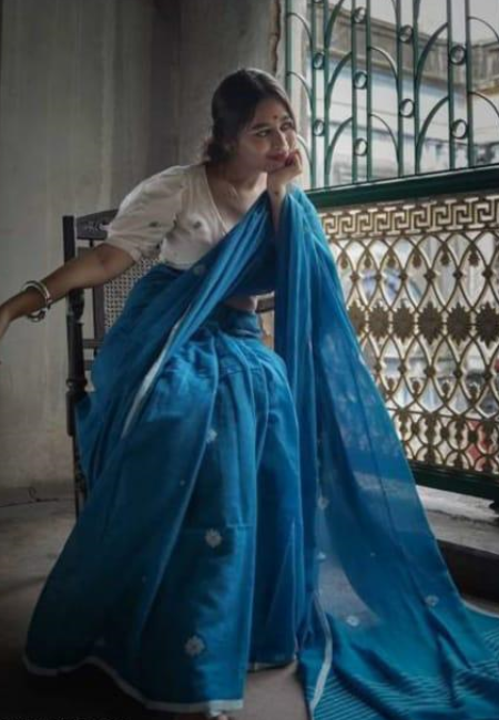 Blue Pure Cotton Saree