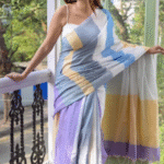 Pastel Blue & Lavender Khadi Cotton Saree