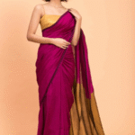 Magenta Gold Pure Mul Cotton Saree
