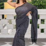Black & White Striped Mul Cotton Saree – Monochrome Elegance