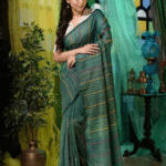 Emerald Charm Pure Handloom Linen Saree