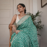 Sea Green Cotton Silk Saree with Golden Weaving