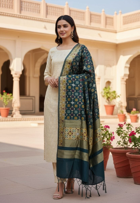 Unstitched Banarasi Brocade Suit with Tanchui Silk Dupatta – Premium Winter Ethnic Ensemble
