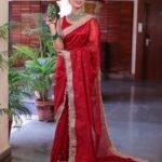 Elegant Banarasi Semi Tissue Silk Saree with Premium Lace Border