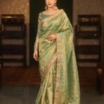 Banarasi Semi Tissue Silk Saree in Green – Luxurious Lace Border & Zari Detailing