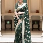 Emerald Green Semi-Georgette Silk Water Zari Saree – Premium Soft Drape1760